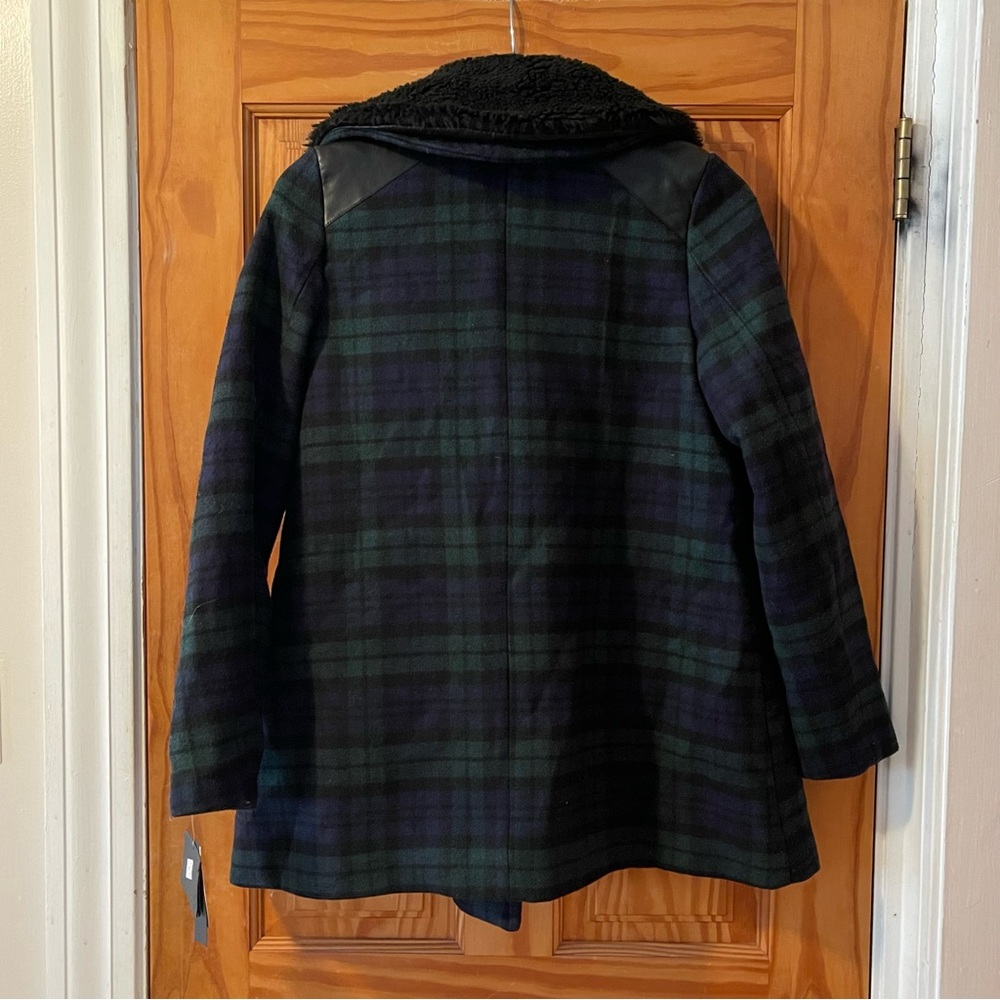 Steve Madden Plaid Peacoat with Faux Shearling Collar NWT - Picture 11 of 13